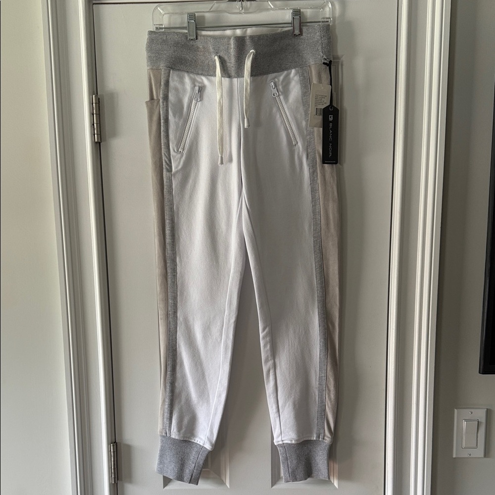 Blanc Noir White & Gray Moto Jogger Sweatpants- Size Small